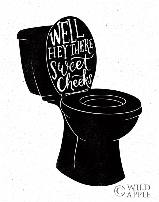 Reproduction of Bathroom Puns IV Black by Becky Thorns - Wall Decor Art
