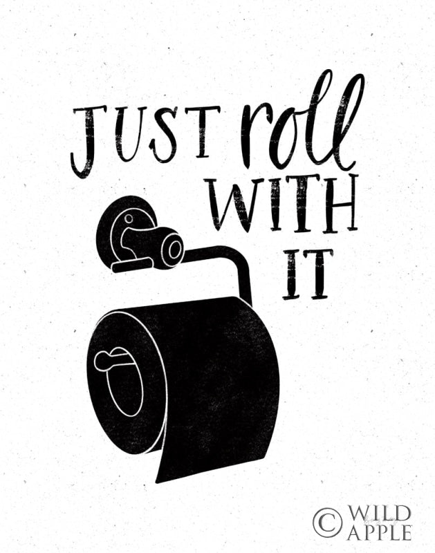 Reproduction of Bathroom Puns V Black by Becky Thorns - Wall Decor Art