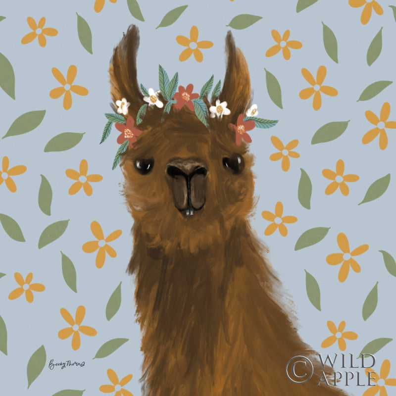 Reproduction of Delightful Alpacas II Floral Crop by Becky Thorns - Wall Decor Art