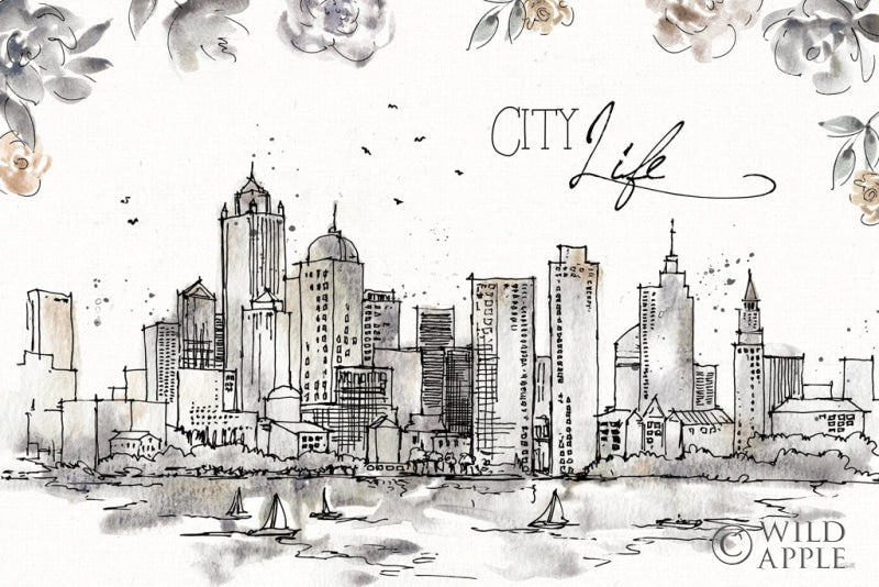 Reproduction of Skyline Sketches III by Anne Tavoletti - Wall Decor Art