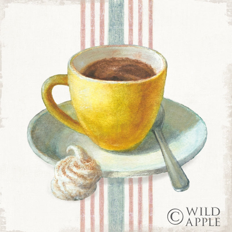 Reproduction of Wake Me Up Coffee IV with Stripes by Danhui Nai - Wall Decor Art