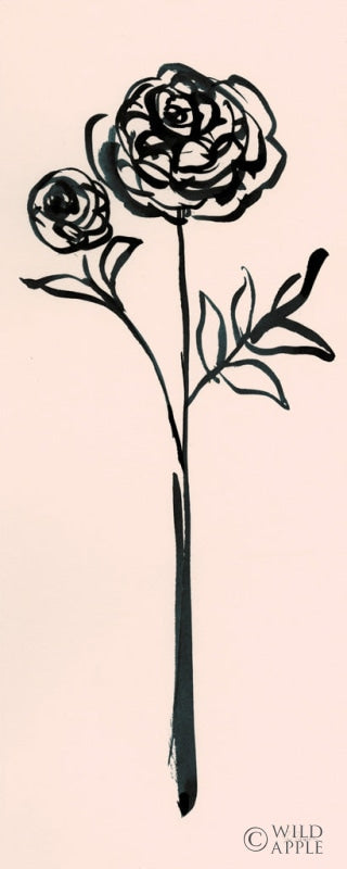 Reproduction of Floral Line I on Pink by Sue Schlabach - Wall Decor Art