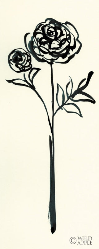 Reproduction of Floral Line I on Cream by Sue Schlabach - Wall Decor Art