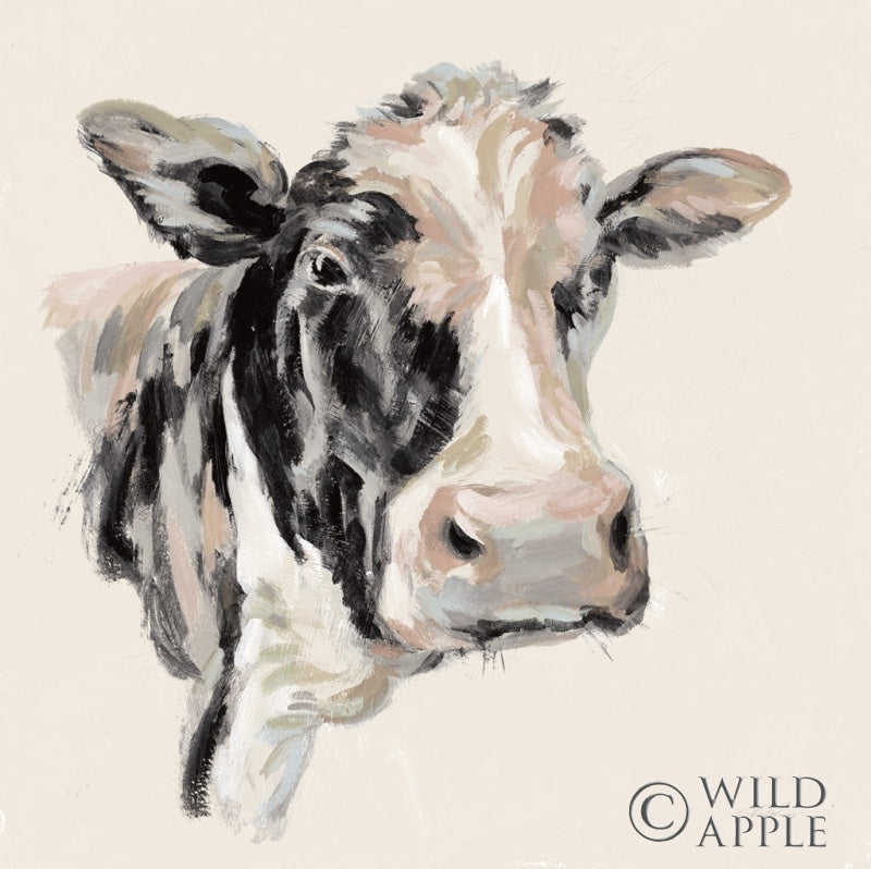 Reproduction of Expressionistic Cow I Neutral by Silvia Vassileva - Wall Decor Art