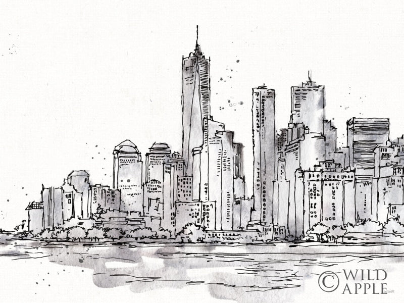 Reproduction of Skyline Sketches I No Words Flowers Crop by Anne Tavoletti - Wall Decor Art