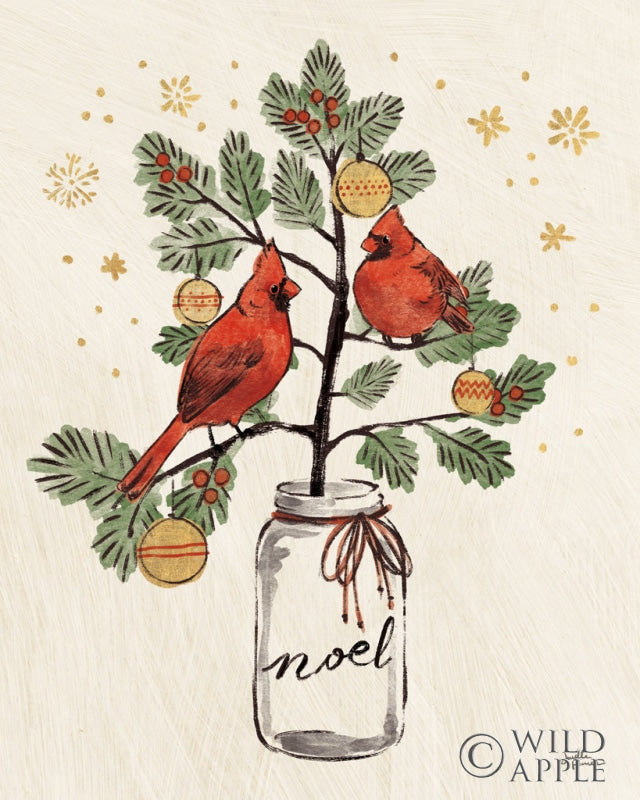 Reproduction of Christmas Lovebirds XIV Noel by Janelle Penner - Wall Decor Art