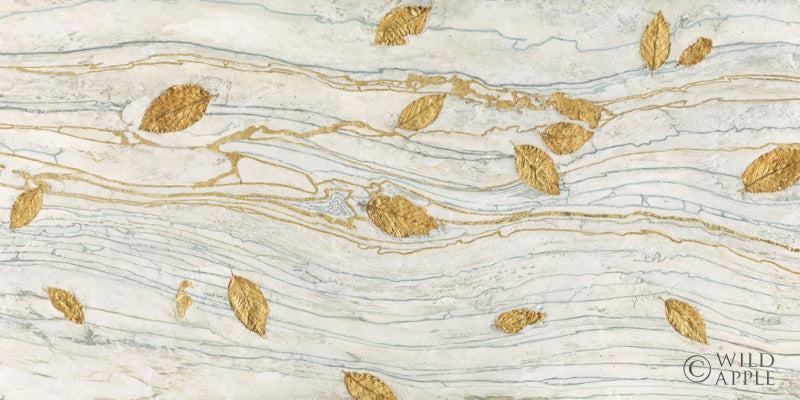 Reproduction of Golden Fossil Leaves by James Wiens - Wall Decor Art