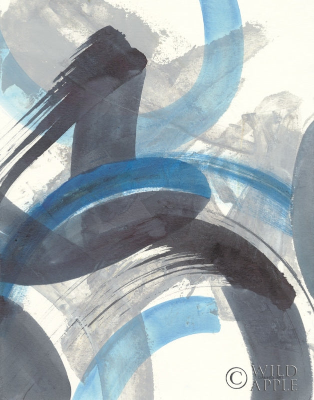 Reproduction of Blue Brushy Abstract II Crop by Danhui Nai - Wall Decor Art