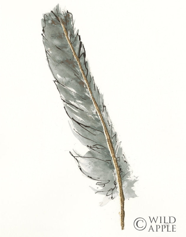 Reproduction of Gold Feathers II Green by Chris Paschke - Wall Decor Art