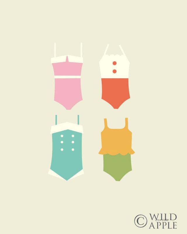 Reproduction of Summer Bathing Suits by Ann Kelle - Wall Decor Art