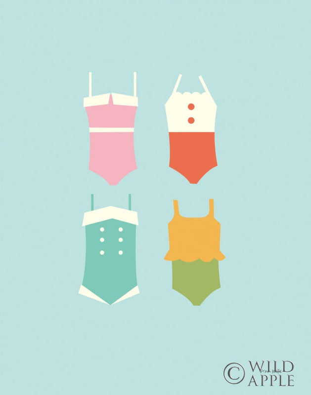 Reproduction of Summer Bathing Suits Blue by Ann Kelle - Wall Decor Art