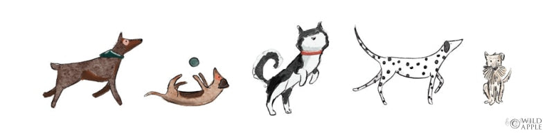 Reproduction of Playful Pets Dogs III by Becky Thorns - Wall Decor Art