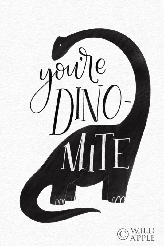 Reproduction of Dinomite BW by Becky Thorns - Wall Decor Art