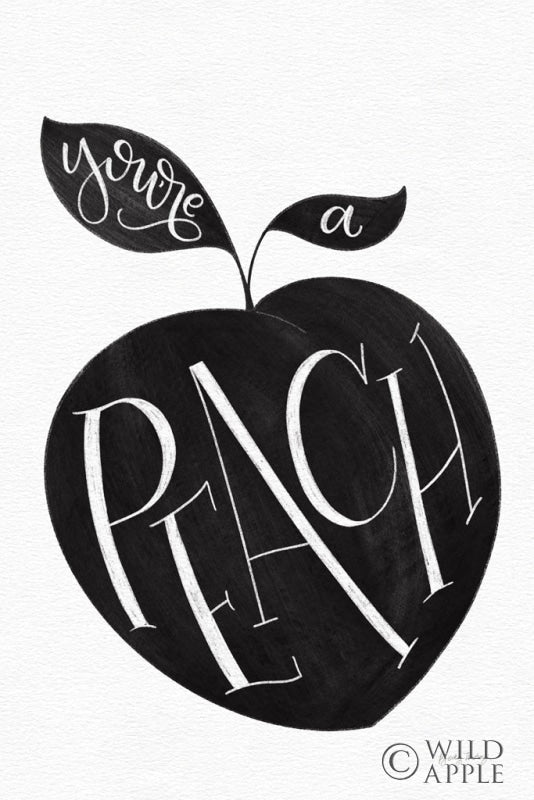 Reproduction of You are a Peach BW by Becky Thorns - Wall Decor Art