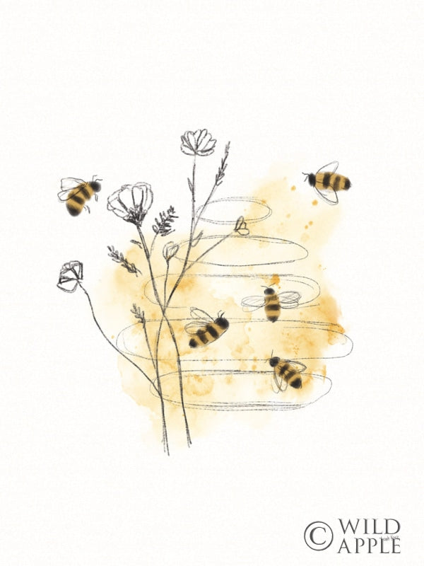 Reproduction of Bees and Botanicals I Crop by Leah York - Wall Decor Art