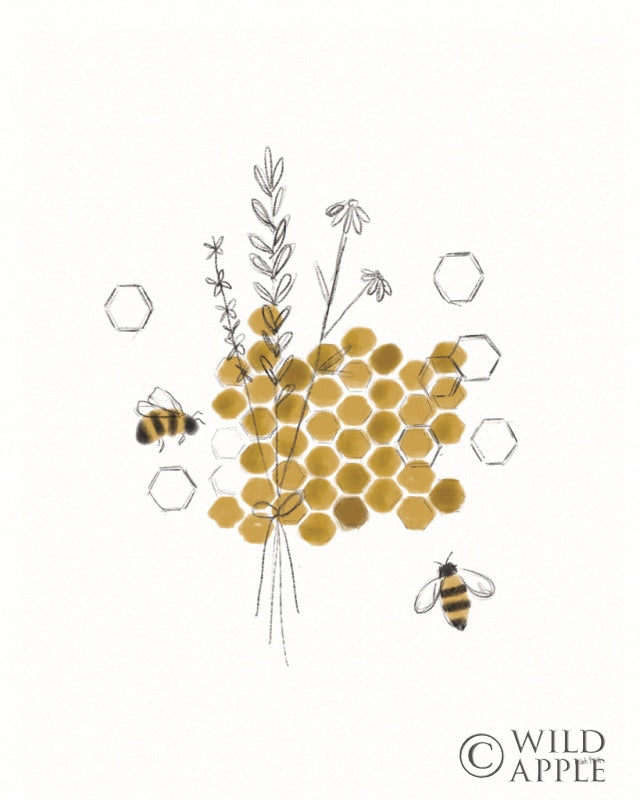 Reproduction of Bees and Botanicals IV by Leah York - Wall Decor Art