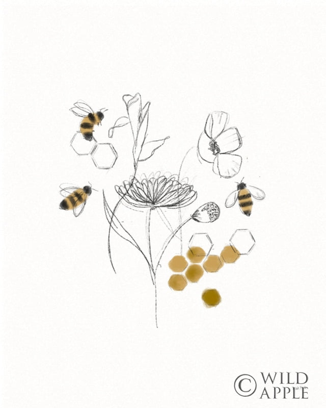 Reproduction of Bees and Botanicals V by Leah York - Wall Decor Art