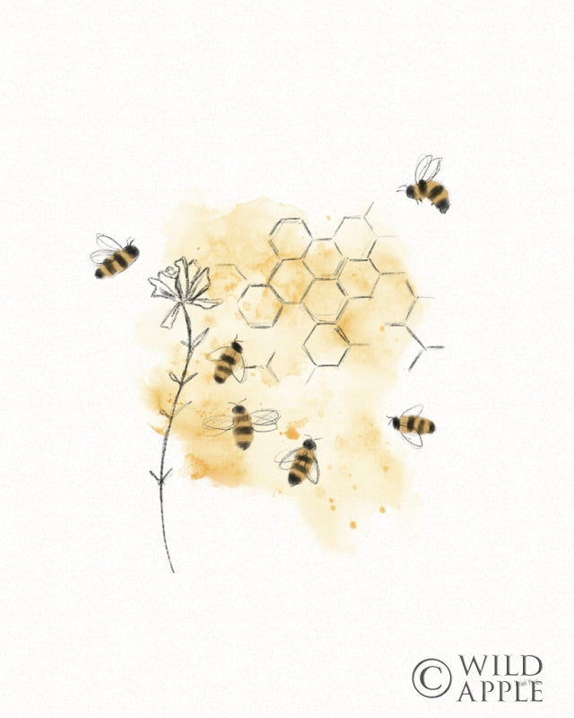 Reproduction of Bees and Botanicals VI by Leah York - Wall Decor Art