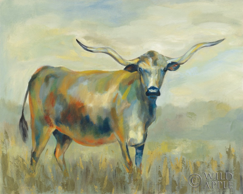 Reproduction of Colorful Longhorn Cow by Silvia Vassileva - Wall Decor Art