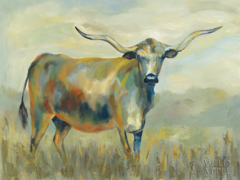 Reproduction of Colorful Longhorn Cow Crop by Silvia Vassileva - Wall Decor Art
