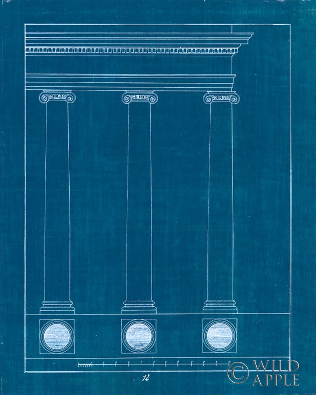 Reproduction of Architectural Columns III Blueprint by Wild Apple Portfolio - Wall Decor Art