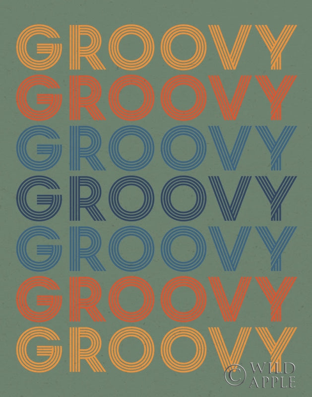 Reproduction of Retro Words I Green by Wild Apple Portfolio - Wall Decor Art