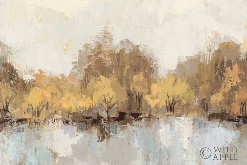 Reproduction of Autumn River Reflection Gold by Silvia Vassileva - Wall Decor Art