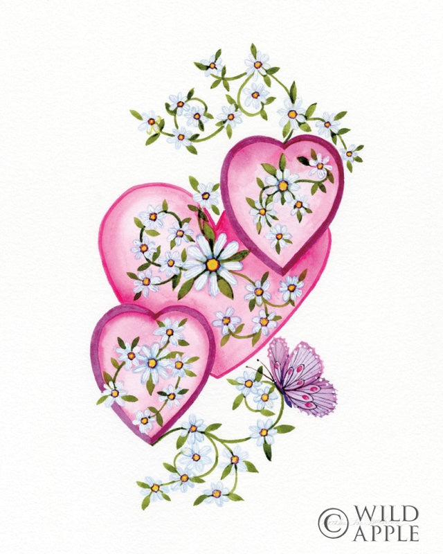 Reproduction of Hearts and Flowers I by Kathleen Parr McKenna - Wall Decor Art