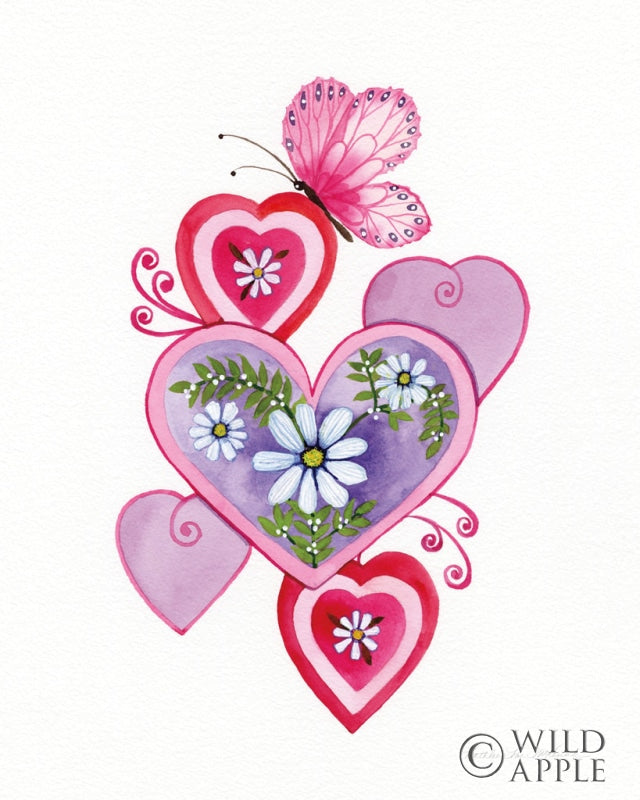 Reproduction of Hearts and Flowers II by Kathleen Parr McKenna - Wall Decor Art