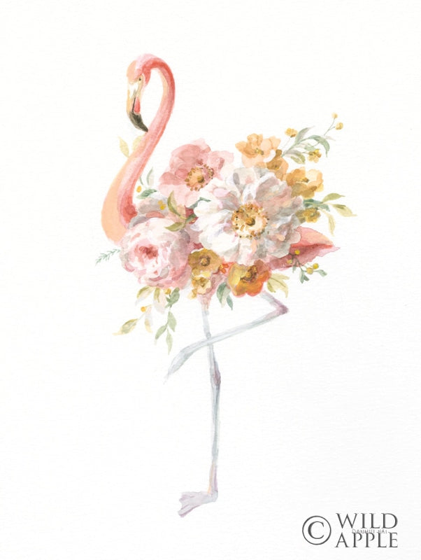 Reproduction of Floral Flamingo II by Danhui Nai - Wall Decor Art