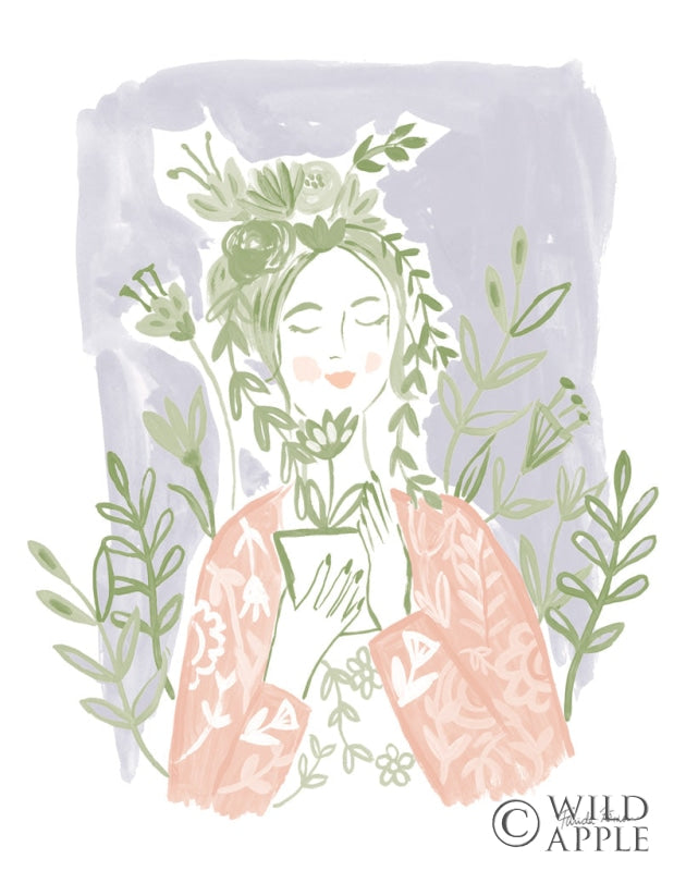 Reproduction of Pastel Plant Lady by Farida Zaman - Wall Decor Art