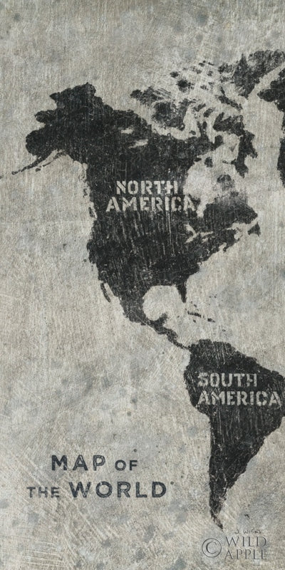Reproduction of Grunge World Map Panel I by James Wiens - Wall Decor Art