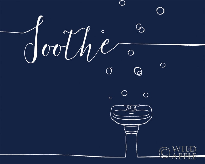 Reproduction of Underlined Bath VII Navy by Veronique Charron - Wall Decor Art