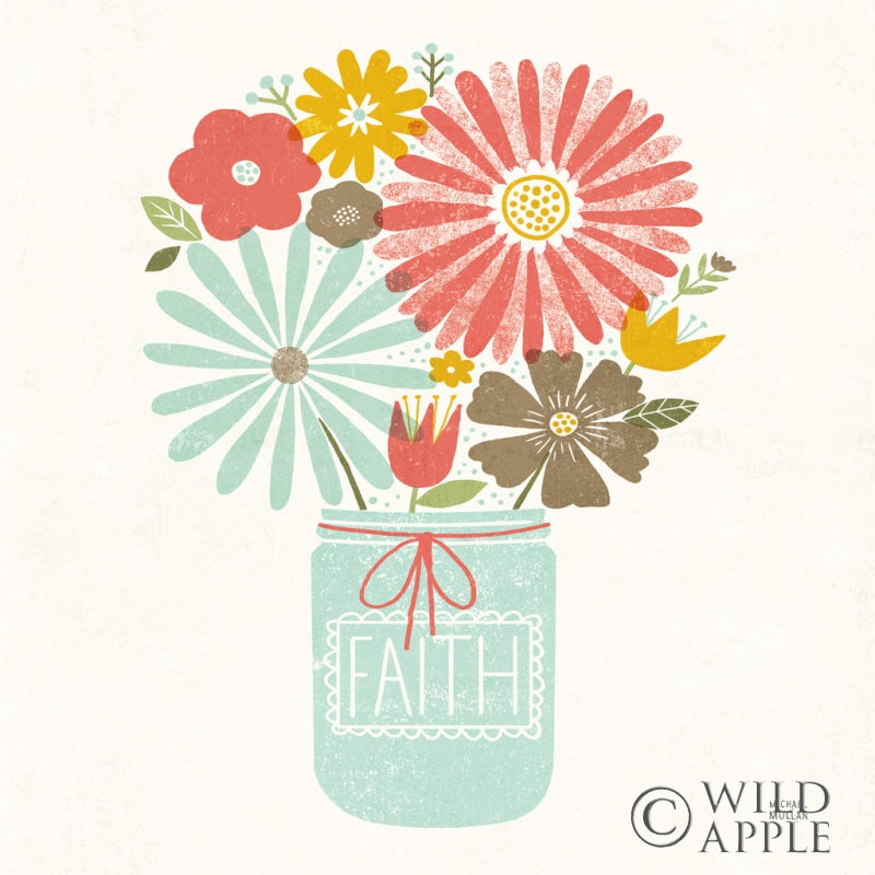 Reproduction of Jar of Sunshine IV Coral Faith Sq by Michael Mullan - Wall Decor Art