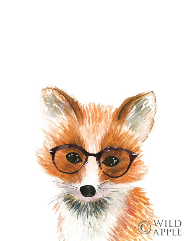 Reproduction of Fox in Glasses by Mercedes Lopez Charro - Wall Decor Art