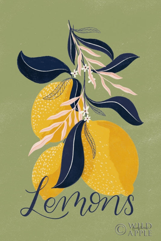 Reproduction of Lemons I Green by Becky Thorns - Wall Decor Art