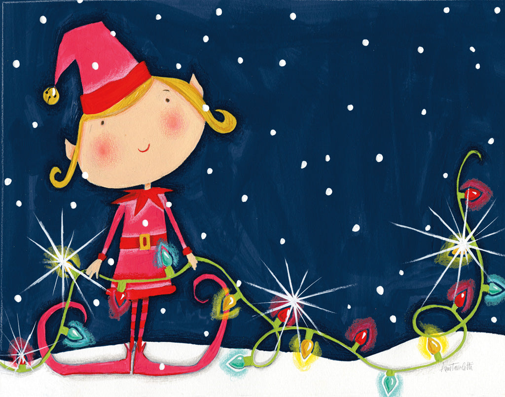 Reproduction of Bright Christmas Lights Elf Blue by Anne Tavoletti - Wall Decor Art