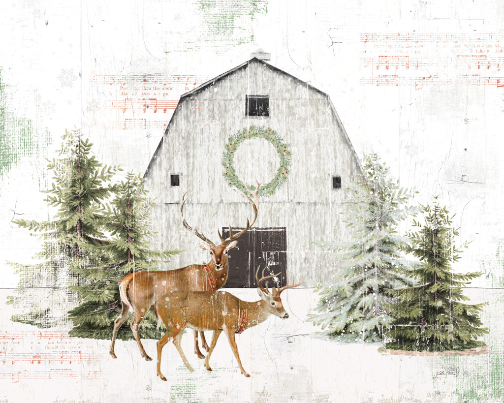 Reproduction of Wooded Holiday I - Festive Reindeer v2 by Katie Pertiet - Wall Decor Art