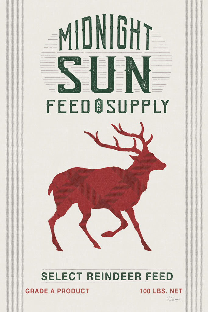 Reproduction of Midnight Sun Reindeer Feed v2 by Sue Schlabach - Wall Decor Art