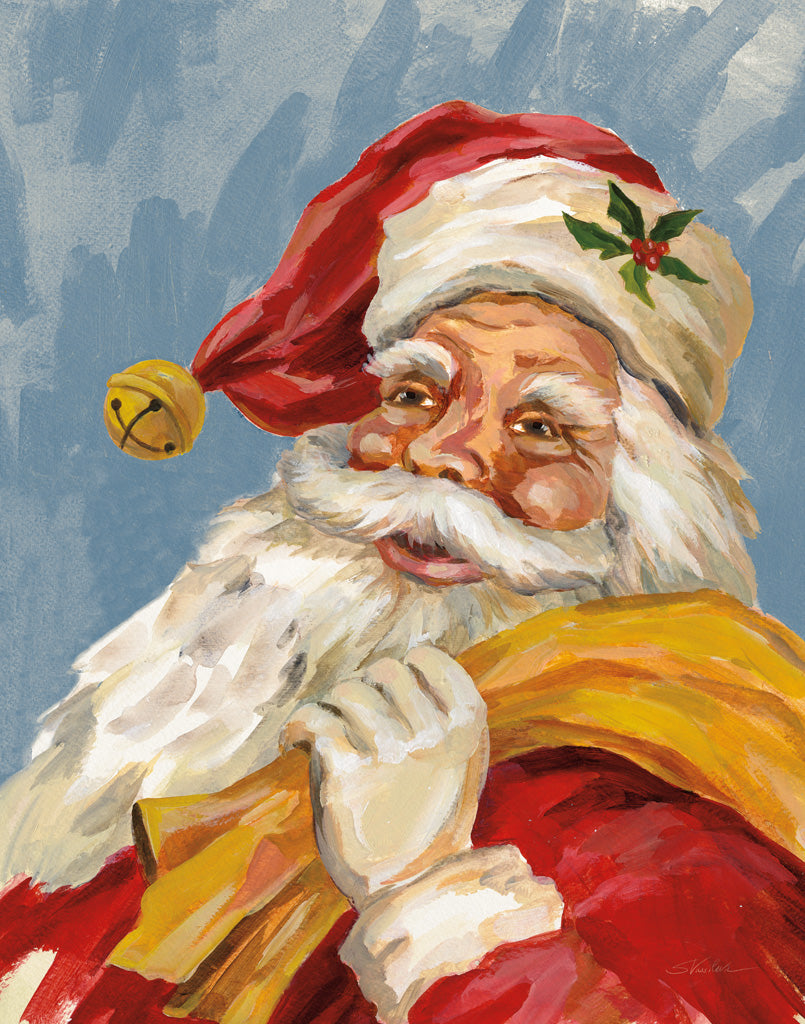 Reproduction of Santa on Blue by Silvia Vassileva - Wall Decor Art