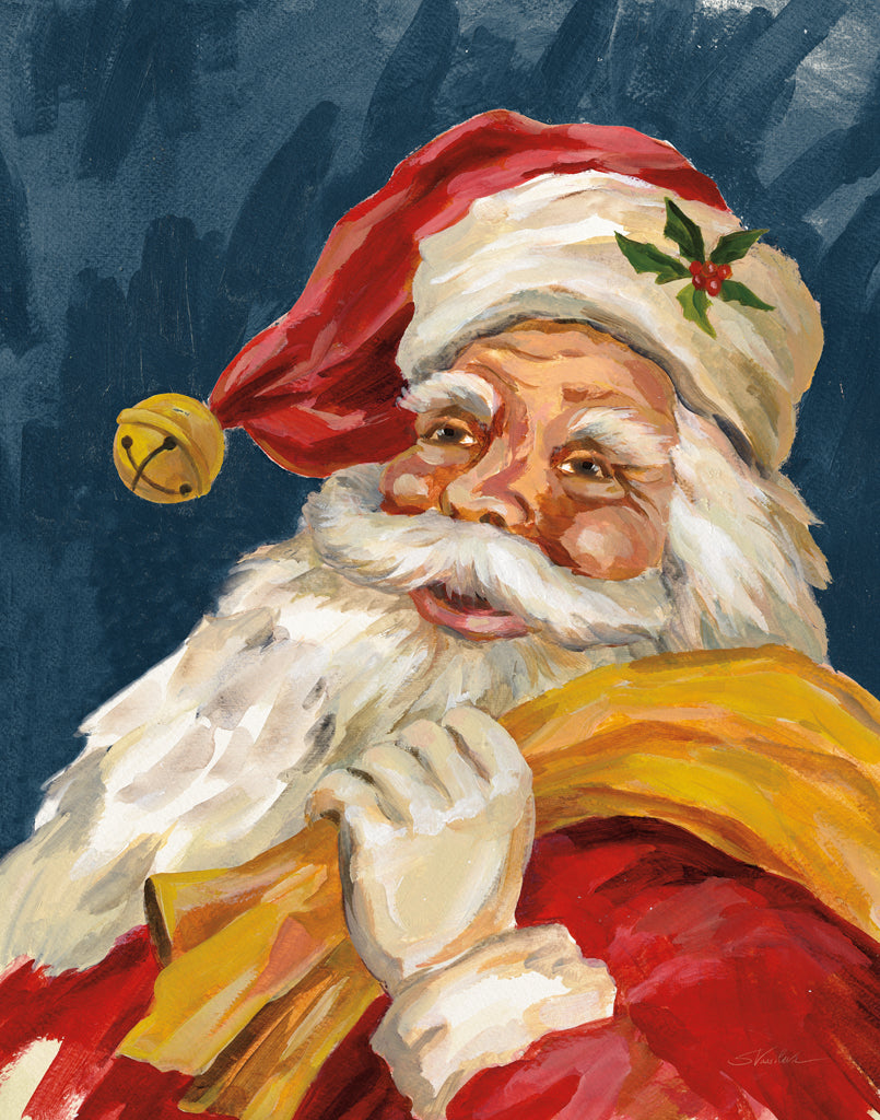 Reproduction of Santa on Dark Blue by Silvia Vassileva - Wall Decor Art