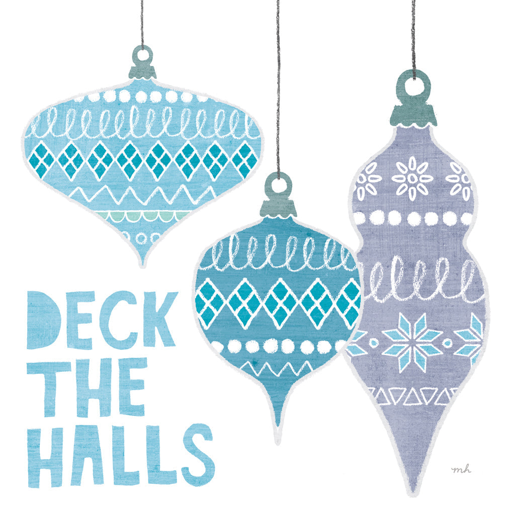 Reproduction of Deck the Halls III White by Moira Hershey - Wall Decor Art