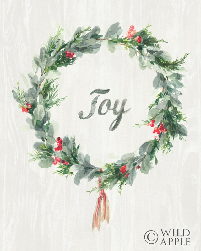 Reproduction of White and Bright Christmas Wreath I by Danhui Nai - Wall Decor Art