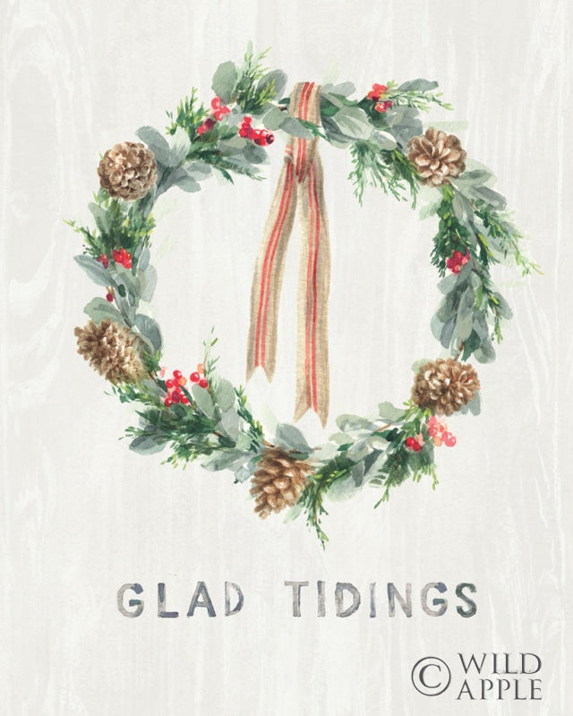 Reproduction of White and Bright Christmas Wreath II by Danhui Nai - Wall Decor Art