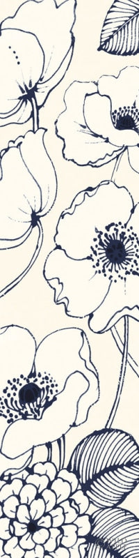 Reproduction of Navy Pen and Ink Flowers III Crop by Wild Apple Portfolio - Wall Decor Art
