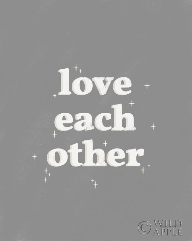 Reproduction of Love Each Other Dark Gray by Becky Thorns - Wall Decor Art