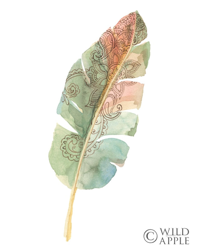 Reproduction of Boho Tropical Leaf I on White by Danhui Nai - Wall Decor Art