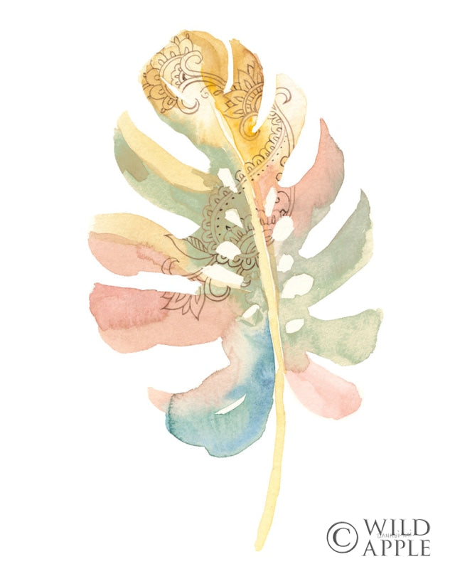 Reproduction of Boho Tropical Leaf II on White by Danhui Nai - Wall Decor Art