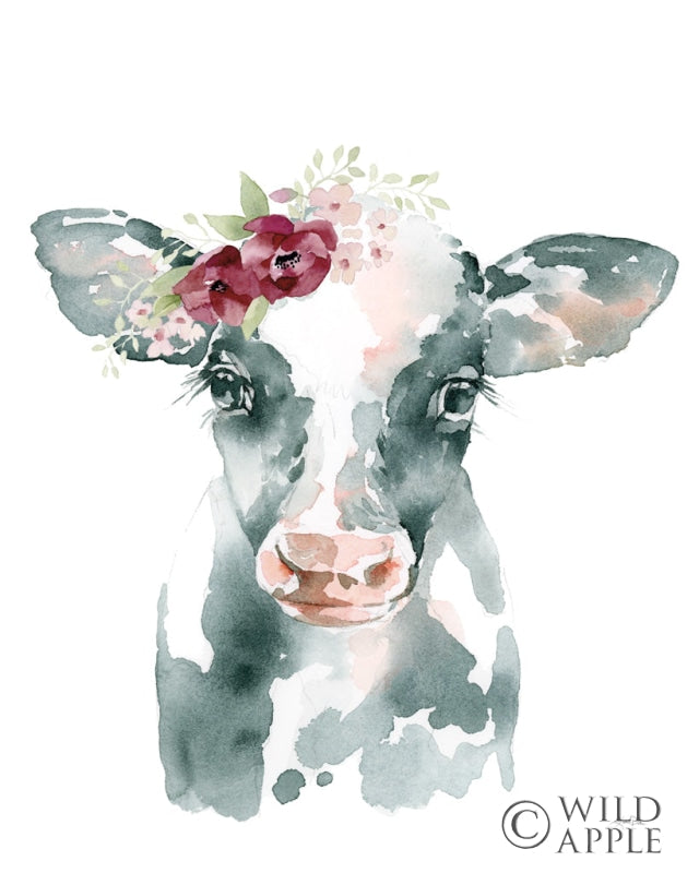 Reproduction of Floral Cow by Katrina Pete - Wall Decor Art