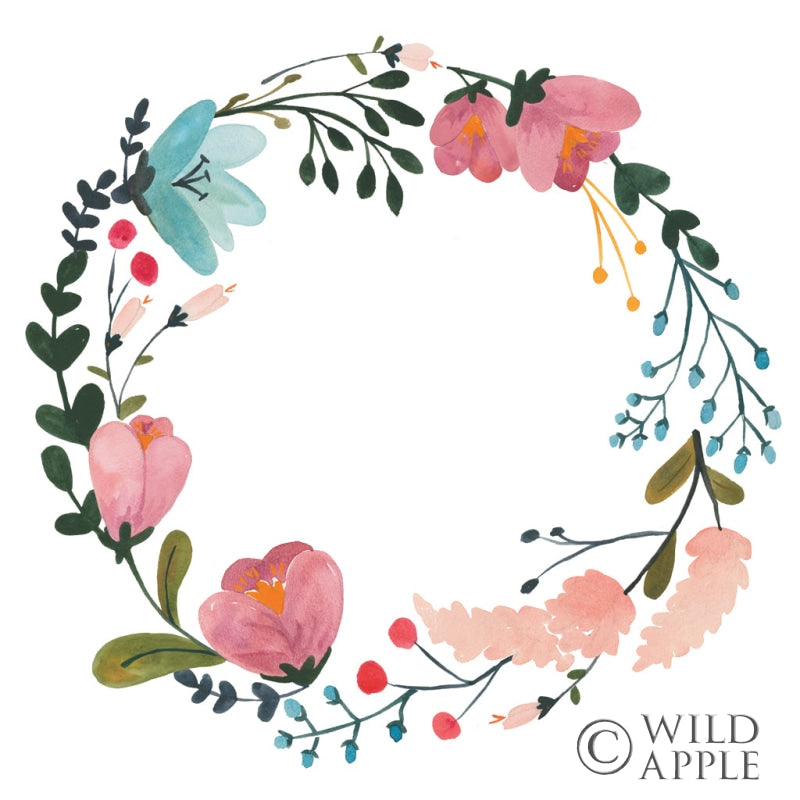 Reproduction of Romantic Floral Wreath II by Wild Apple Portfolio - Wall Decor Art
